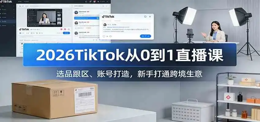 2026TikTok从0到1直播课:选品跟区、账号打造,新手打通跨境生意-副业吧