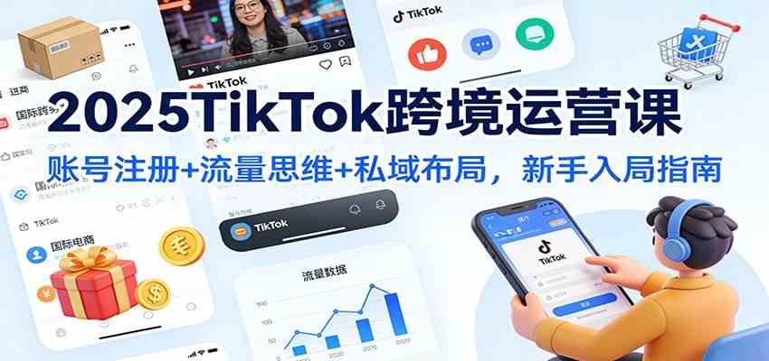 2025TikTok跨境运营课:账号注册+流量思维+私域布局,新手入局指南-副业吧
