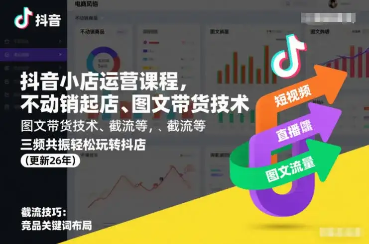 抖音小店运营课程，不动销起店、图文带货技术、截流等，三频共振轻松玩转抖店(更新26年)-副业吧