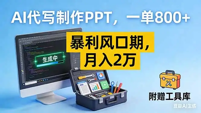 AI代写制作PPT，一单800+， 暴利风口期，月入2万【附工具】-副业吧