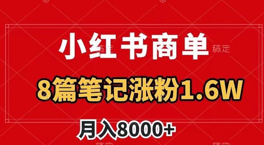 小红书商单最新玩法，8篇笔记涨粉1.6w，作品制作简单，月入8000+【揭秘】-云创网