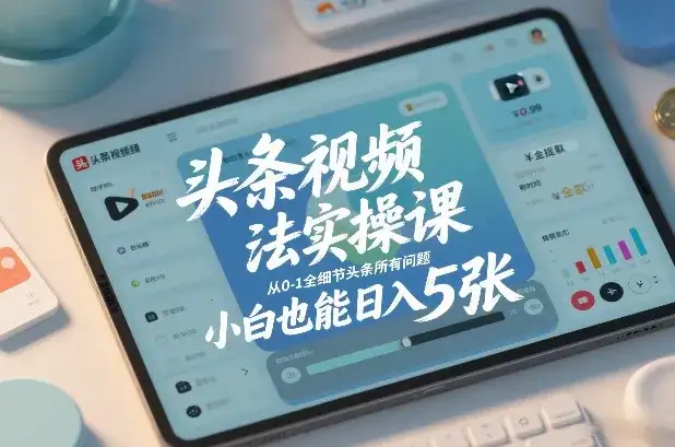 头条视频玩法实操课，从0-1全细节头条所有问题，小白也能日入5张-副业吧