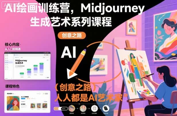 AI绘画训练营，Midjourney生成艺术系列课程，人人都是AI艺术家-副业吧