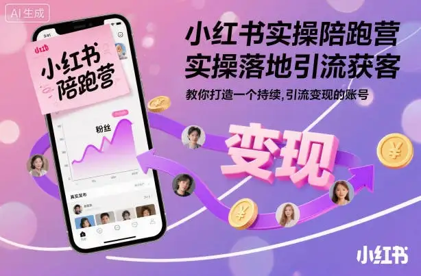 【精】小红书实操陪跑营，实操落地引流获客，教你打造一个持续引流变现的账号-优优云创