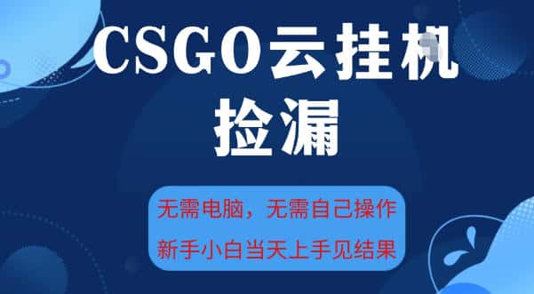 CSGO云挂G全自动捡漏，最新独家玩法，无需电脑操作，新手小白日入5张+【揭秘】-副业吧