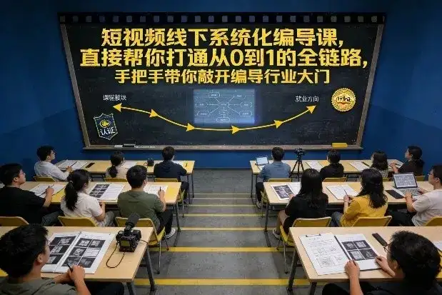 【精】短视频线下系统化编导课，直接帮你打通从0到1的全链路，手把手带你敲开编导行业大门-副业吧