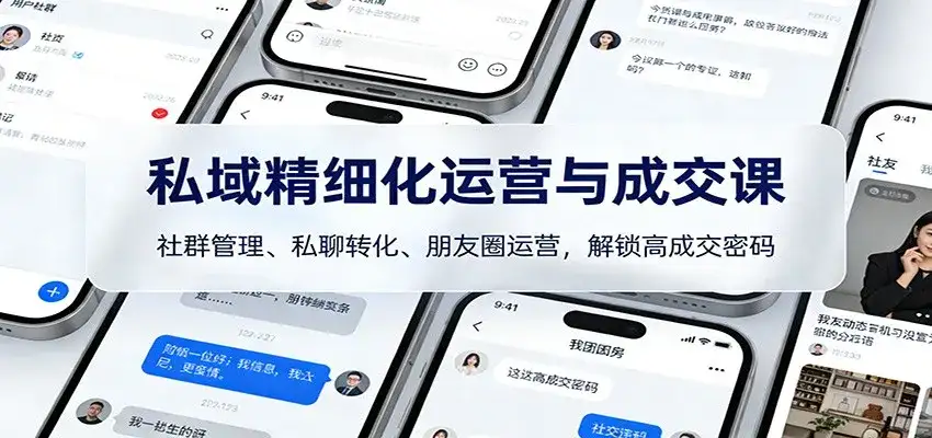 私域精细化运营与成交课:社群管理、私聊转化、朋友圈运营,解锁高成交密码-副业吧