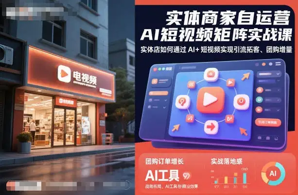【精】实体商家自运营AI短视频矩阵实战课，实体店如何通过AI+短视频实现引流拓客、团购增量-副业吧