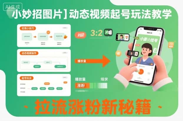 小妙招图片＋动态视频起号玩法教学，拉流涨粉新秘籍-副业吧