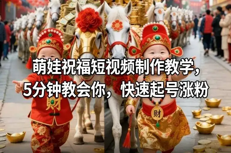 萌娃祝福短视频制作教学，5分钟教会你，快速起号涨粉-副业吧