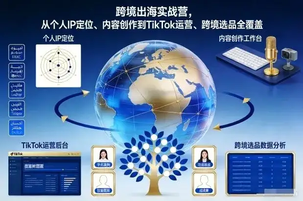 【精】跨境出海实战营，从个人IP定位、内容创作到TikTok运营、跨境选品全覆盖-副业吧