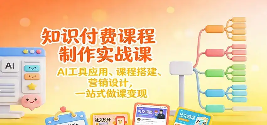 知识付费课程制作实战课：AI工具应用 、课程搭建、营销设计，一站式做课变现-副业吧