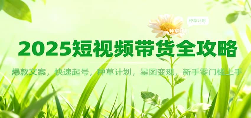 2025短视频带货全攻略：爆款文案，快速起号，种草计划，星图变现，新手零门槛上手-副业吧