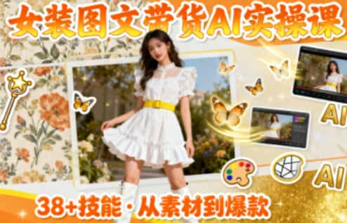 女装图文带货的AI实操课，覆盖38个实用技能，快速提升素材制作效率-优优云创