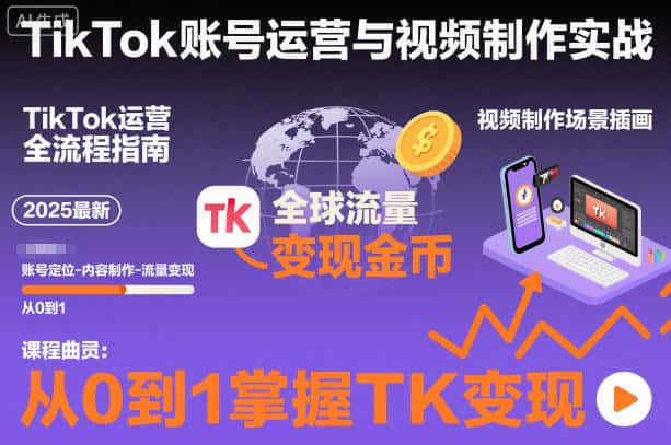 2025最新TikTok账号运营与视频制作实战全流程，从0到1掌握TK变现（含11月最新TK搬运技术）-副业吧