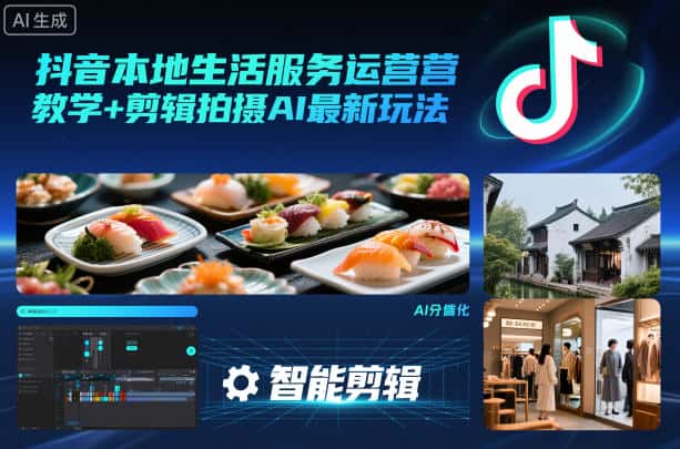 抖音本地生活服务运营教学+剪辑拍摄AI最新玩法-优优云创