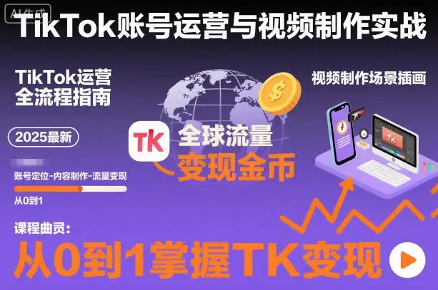 【精】2025最新TikTok账号运营与视频制作实战全流程,从0到1掌握TK变现(含11月最新TK搬运技术)-副业吧