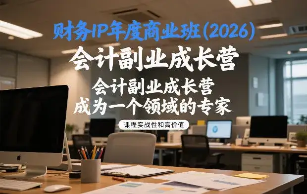 财务IP年度商业班(2026),会计副业成长营,成为一个领域的专家-副业吧