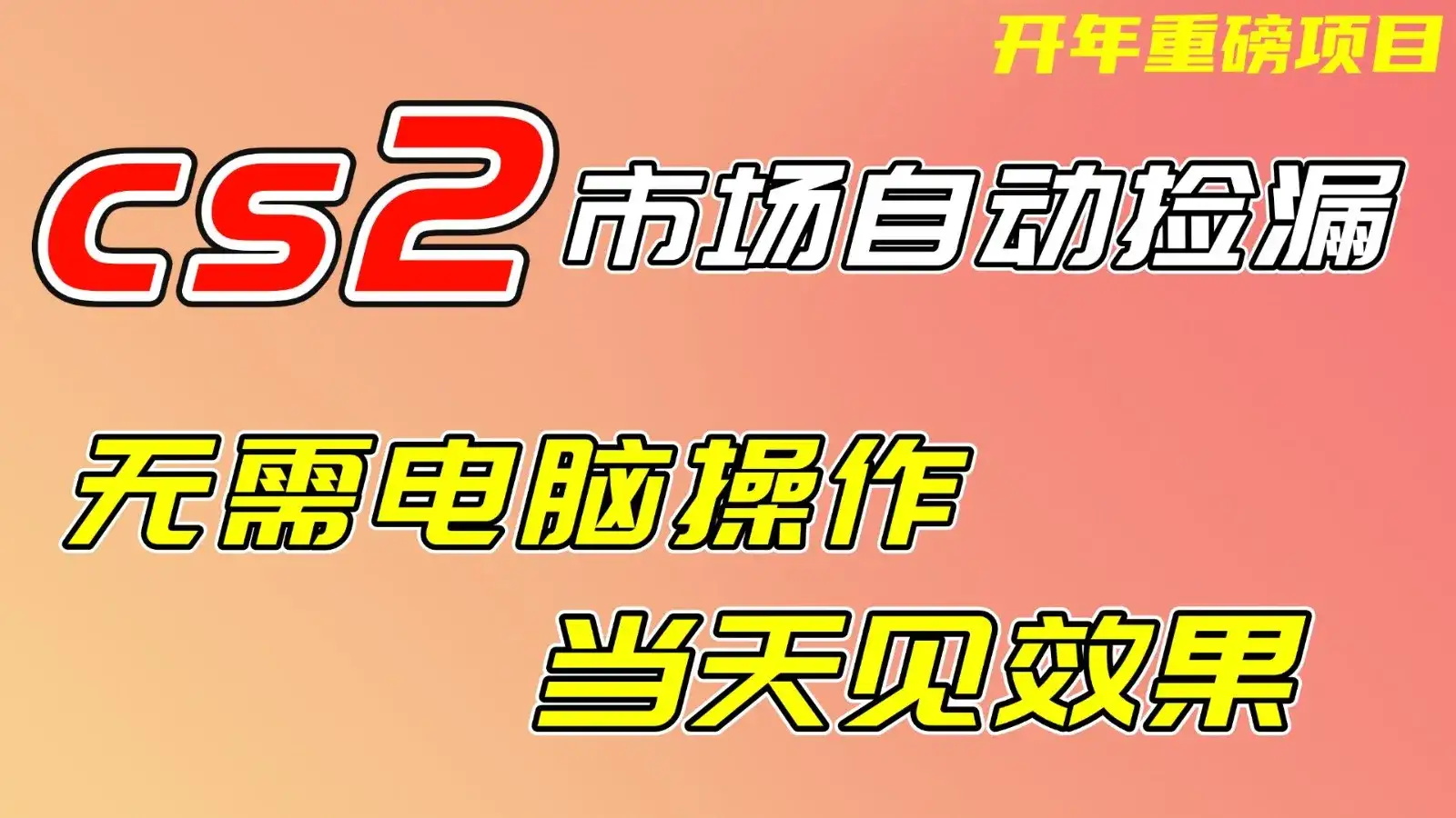 CS2市场挂机项,无需电脑操作,无需进入游戏,当天见效果,支持任何形式验证-副业吧