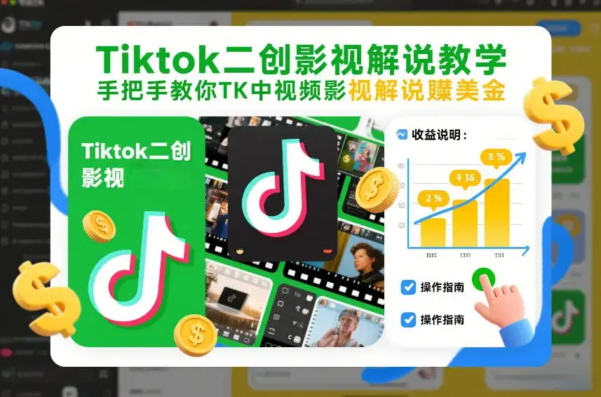Tiktok二创影视解说教学,手把手教你TK中视频影视解说賺美金(更新26年1月)-副业吧