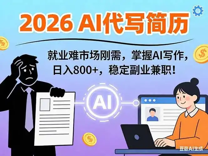 (17119期)AI代写简历,超暴利,用万能模板月入1-3万实战教程,2026年市场刚需!-副业吧