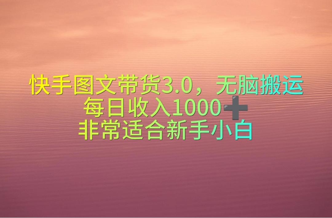 快手图文带货3.0，无脑搬运，每日收入1000＋，非常适合新手小白-云创网