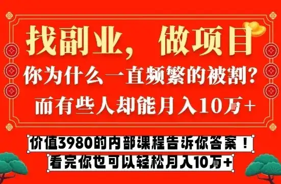 价值3980的网创内部课程，告诉你互联网创业月入10个W的秘密【揭秘】-副业吧