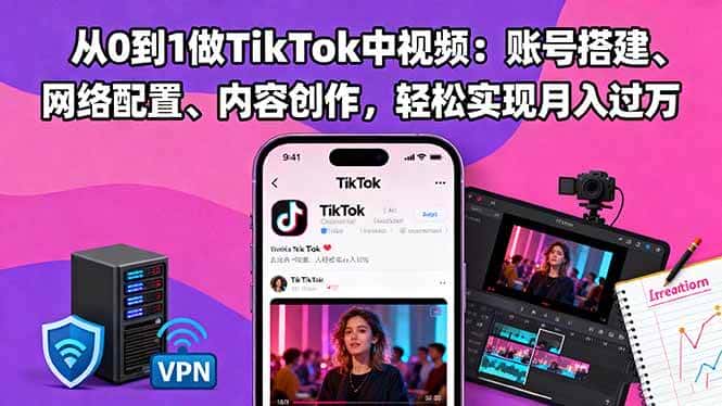 （16461期）从0到1做TikTok中视频：账号搭建、网络配置、内容创作，轻松实现月入过万-优优云创