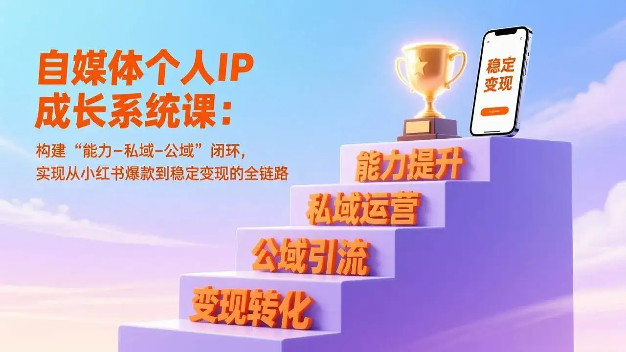 （17192期）自媒体个人IP成长系统课：构建“能力-私域-公域”闭环，实现从小红书爆款到稳定变现的全链路-副业吧