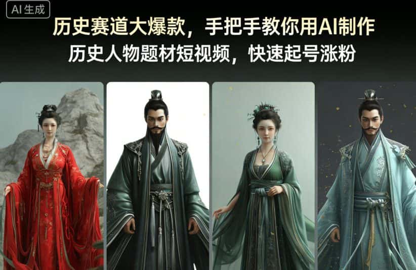 历史赛道大爆款，手把手教你用AI制作历史人物题材短视频，快速起号涨粉-副业吧