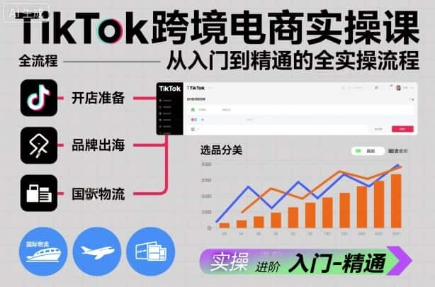 TikTok跨境电商实操课，从入门到精通的全实操流程-优优云创