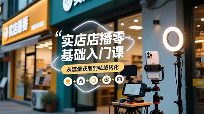 （16733期）实体店播零基础入门课，实体店+短视频+直播+微信生态+私域社群，从流量获取到私域转化-优优云创