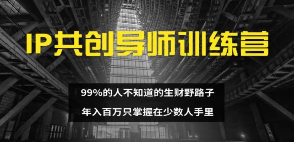 IP共创导师训练营 99%的人不知道的生财野路子 只掌握在少数人手里-优优云创