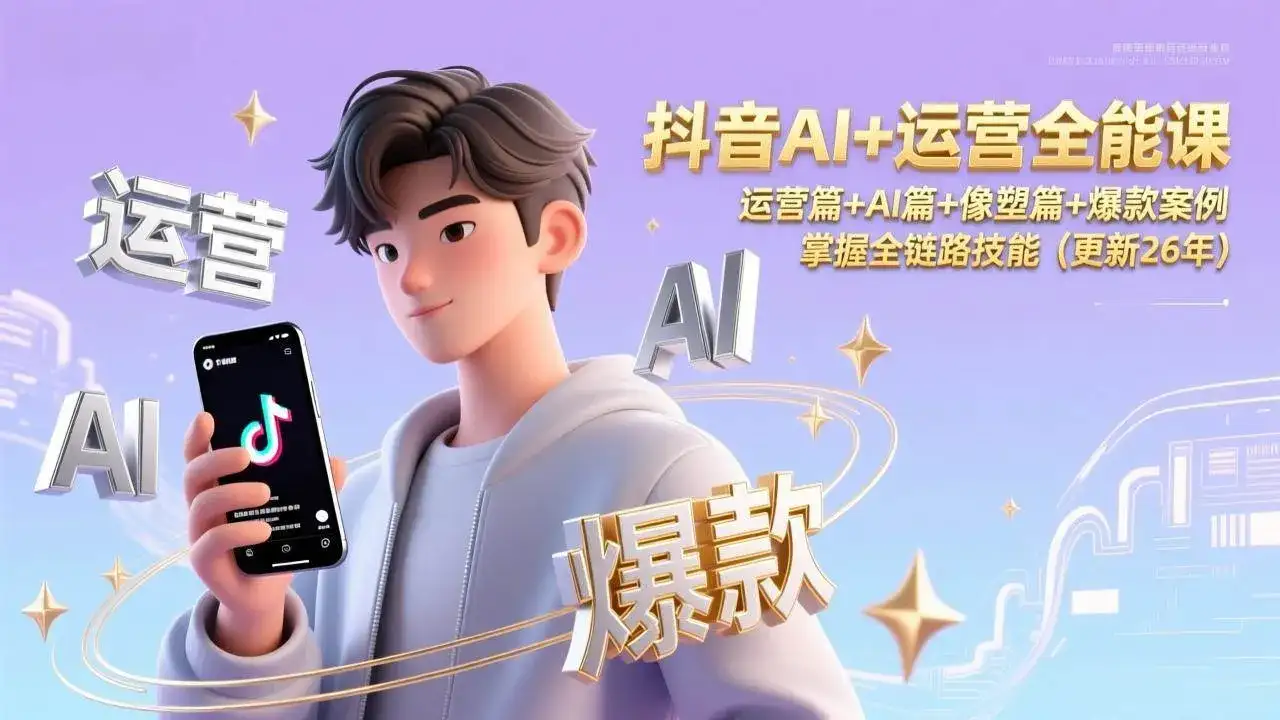 （17078期）抖音AI+运营全能课，运营篇+AI篇+像塑篇+爆款案例，掌握全链路技能（更新26年）-副业吧