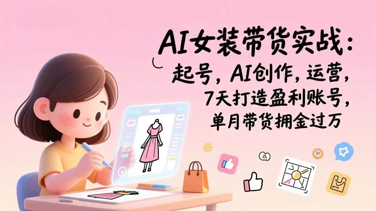 (17088期)AI女装带货实战:起号,AI创作,运营,7天打造盈利账号,单月带货佣金过万-副业吧