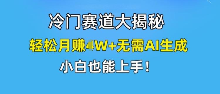 冷门赛道大揭秘，轻松月赚1W+无需AI生成，小白也能上手【揭秘】-云创网