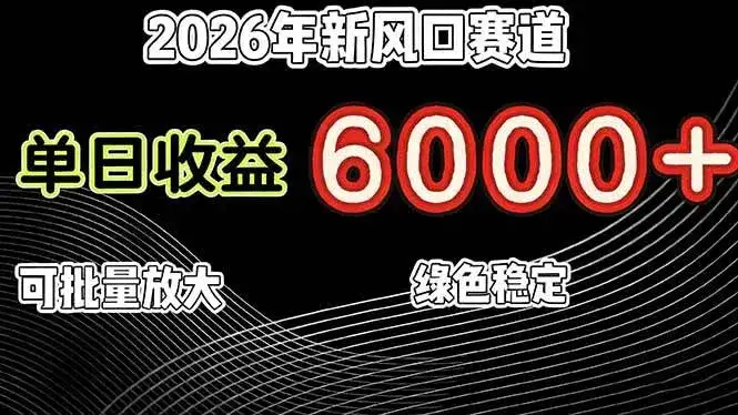 (17135期)2026年新风口赛道,当日6000+以上,可批量放大,月收入20万+,长期绿色稳定的项目-副业吧