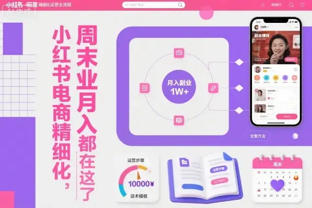 【精】小红书电商精细化运营全流程，周末副业月入1W+，全套方法都在这了-副业吧