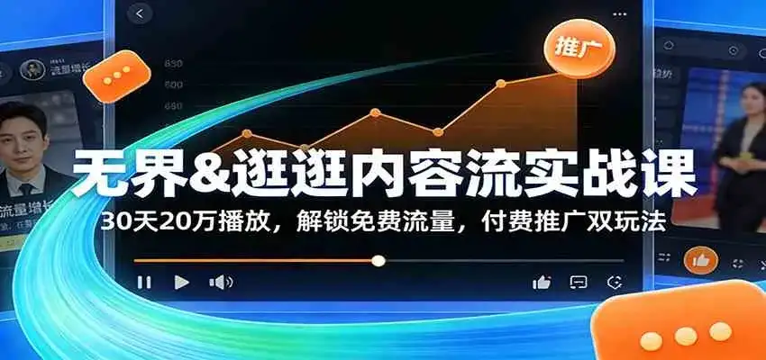 无界&逛逛内容流实战课：30天20万播放，解锁免费流量，付费推广双玩法-副业吧