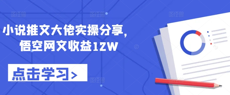 小说推文大佬实操分享，悟空网文收益12W-云创网