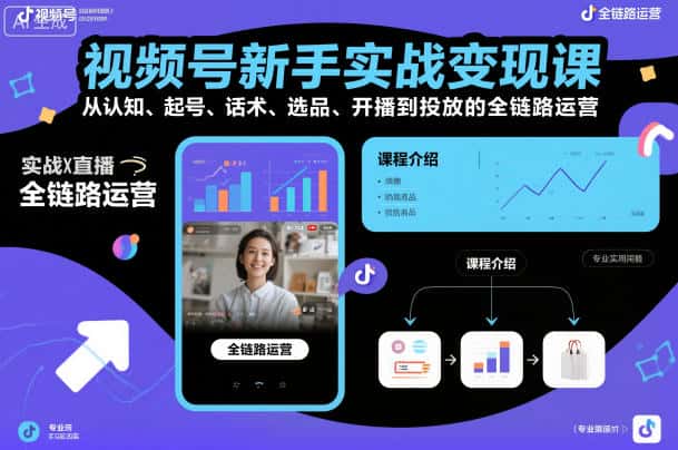 视频号新手实战变现课,从认知、起号、话术、选品、开播到投放的全链路运营 视频号新手实战变现课,从认知、起号、话术、选品、开播到投放的全链路运营
