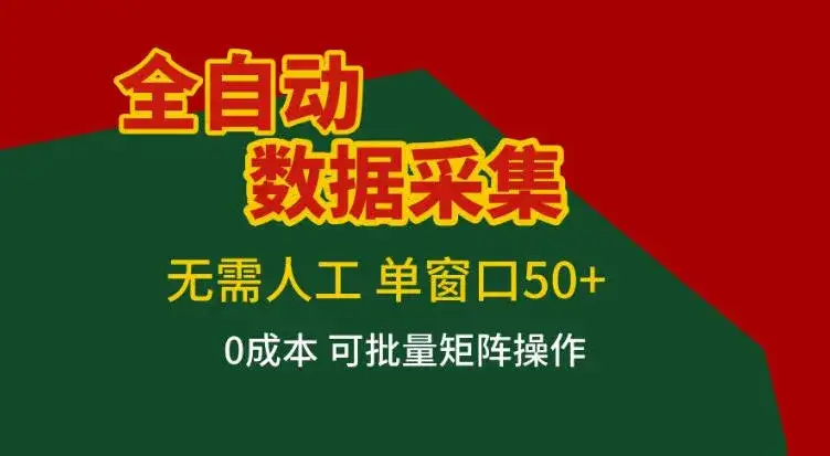 全自动数据采集，无需人工，单窗口50+，0成本可批量矩阵操作【揭秘】-副业吧