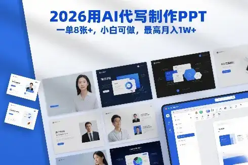 2026用AI代写制作PPT,一单8张+,小白可做,最高月入1W+-副业吧