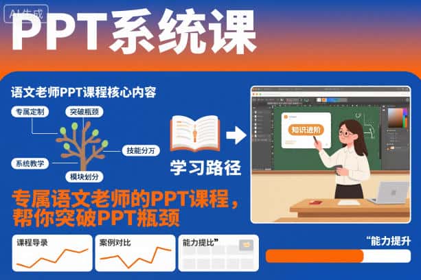 PPT系统课，专属语文老师的PPT课程，帮你突破PPT瓶颈-副业吧