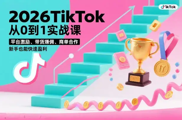 2026TikTok从0到1实战课,平台激励、带货賺佣、商单合作,新手也能快速盈利(3天直播课)-副业吧