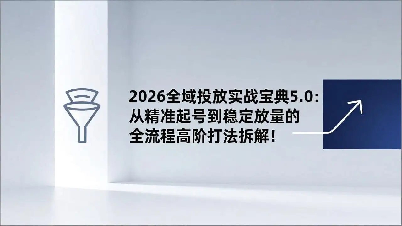 2026全域投放实战宝典5.0:从精准起号到稳定放量的全流程高阶打法拆解!-副业吧
