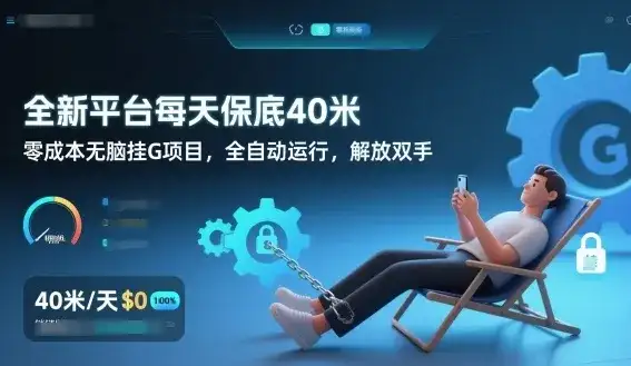 全新平台每天保底40米，零成本无脑挂G项目，全自动运行，解放双手【揭秘】-副业吧
